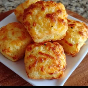 Plate of golden-brown potato puffs, crispy on the outside and fluffy inside.