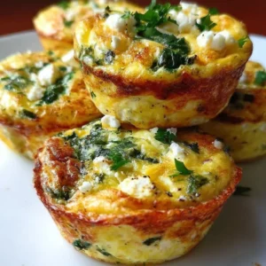 Quick egg muffins with Spanish ingredients and feta cheese for breakfast
