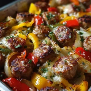 Delicious sausage pepper onion bake fresh out of the oven