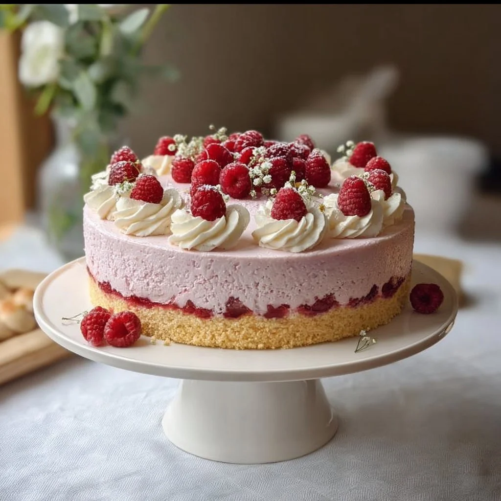 Delicious Raspberry Frost Cake with creamy raspberry frosting