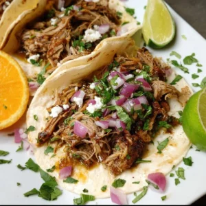 Slow cooker pork carnitas served with fresh toppings