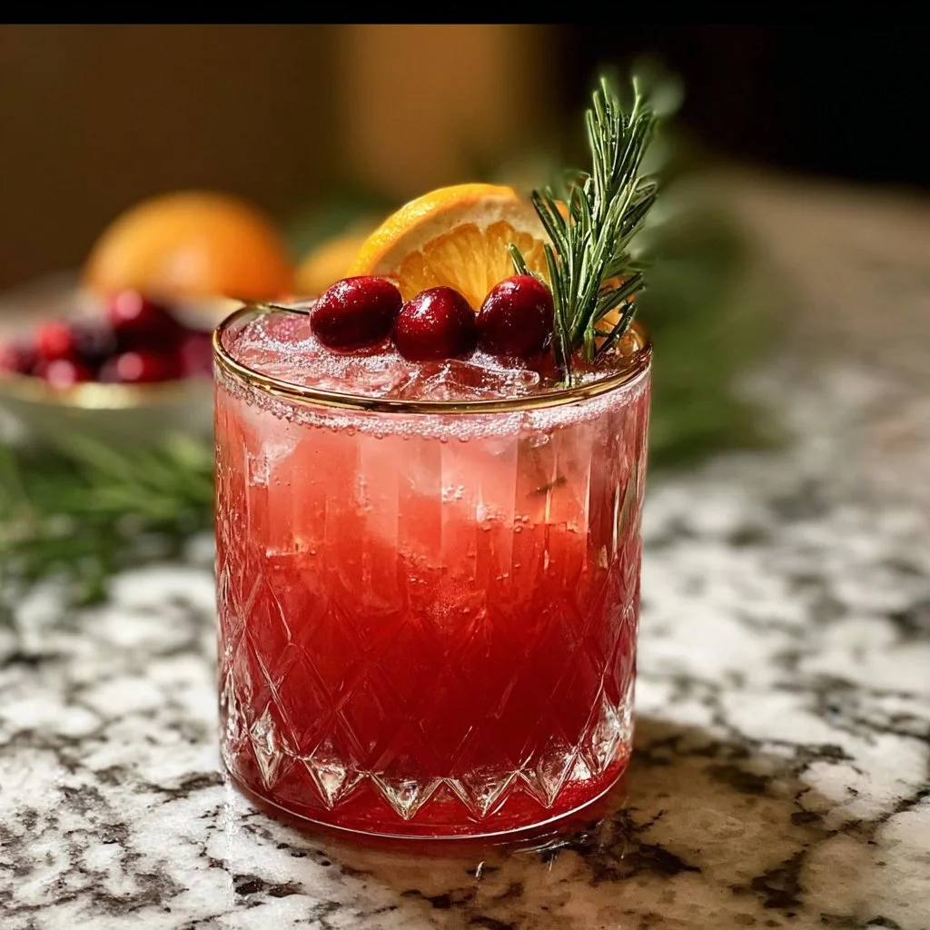 Rudolph's Tipsy Spritzer cocktail with festive garnishes