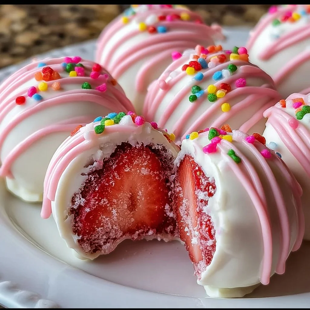 Delicious Strawberry Shortcake Oreo Balls, a perfect dessert treat.