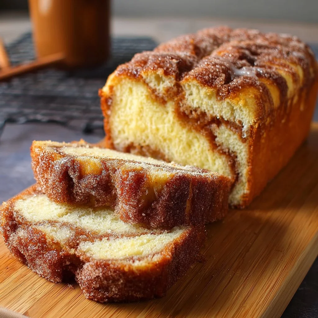 Loaf of sweet cinnamon sugar bread fresh out of the oven