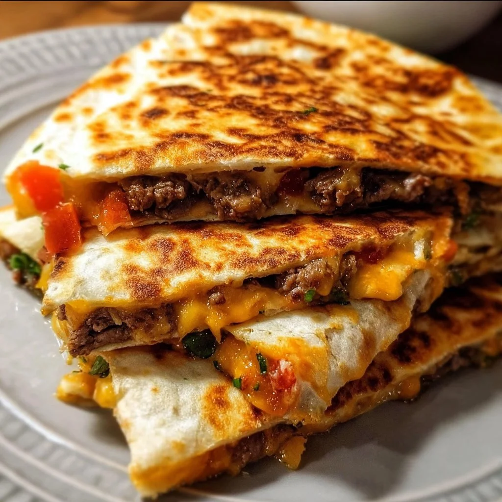 Delicious steak quesadilla with melted cheese and grilled beef