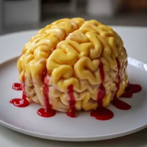 Spooky Brain Cake decorated for Halloween celebration