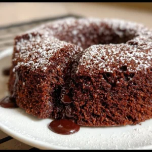 Deliciously moist Chocolate Olive Oil Cake with almond flour slice on a plate