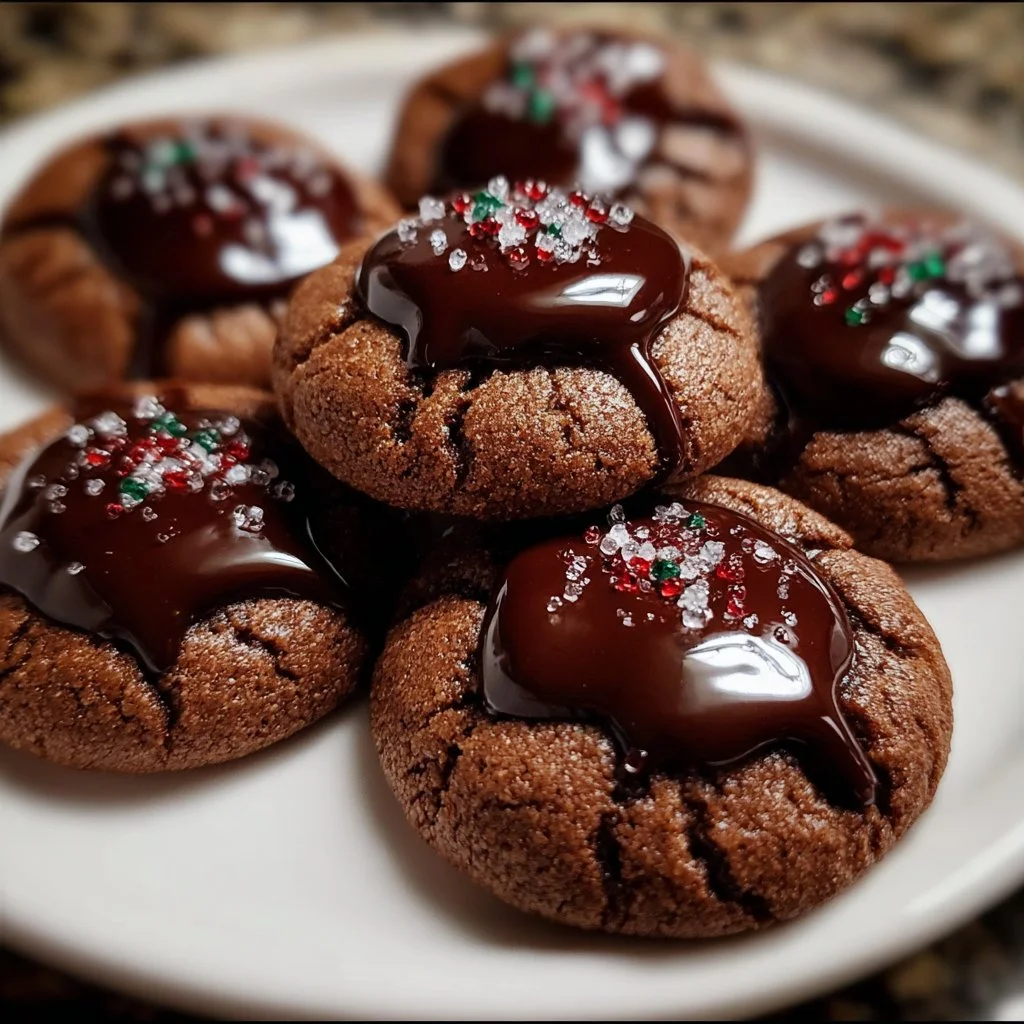 Delicious homemade chocolate thumbprint cookies with chocolate filling