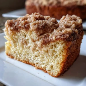 Delicious Cinnamon Crumb Cake with a crumbly topping and rich flavor