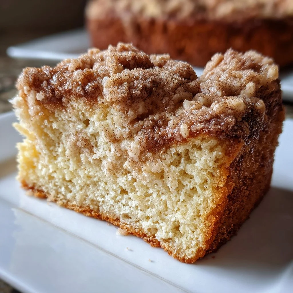 Delicious Cinnamon Crumb Cake with a crumbly topping and rich flavor