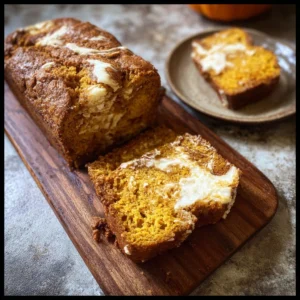 Cream Cheese Swirled Pumpkin Bread with Salted Maple Butter slice