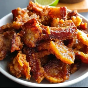 Bowl of crispy pork rinds served as a crunchy snack