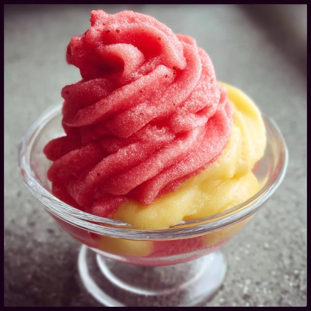 Creamy Strawberry Dole Whip served in a bowl, perfect summer dessert.