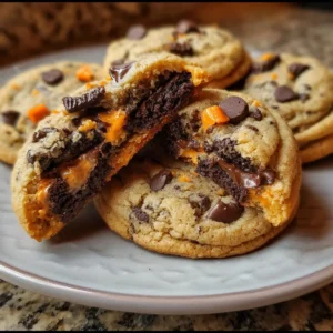 Delicious Easy Halloween Oreo Stuffed Chocolate Chip Cookies on a plate