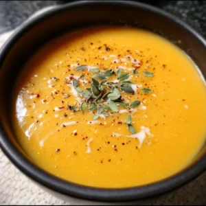 Bowl of creamy butternut squash soup made in an Instant Pot