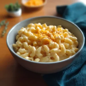 Creamy cottage cheese mac and cheese dish topped with breadcrumbs