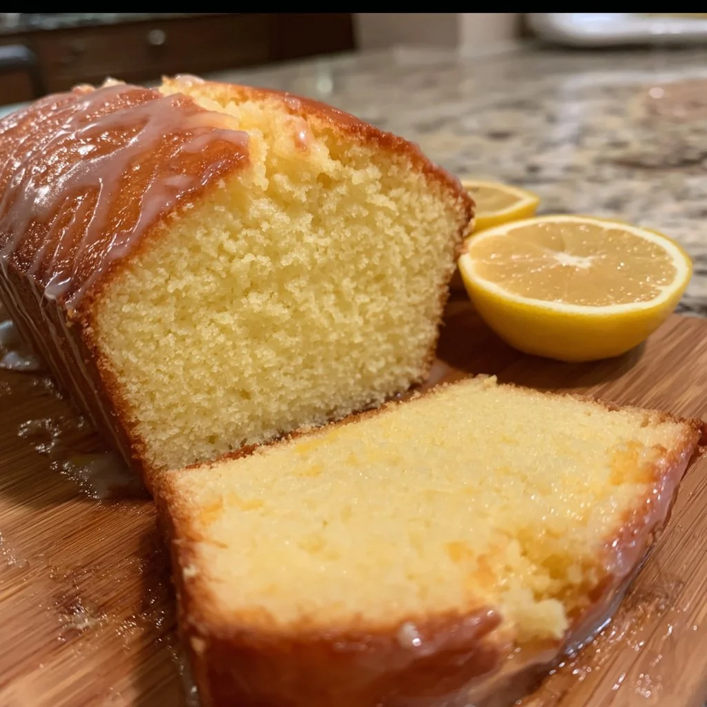 Slice of delicious Lemon/Orange Pound Cake on a plate