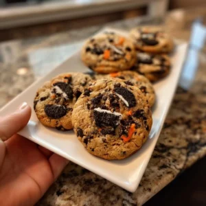 Delicious Halloween cookies with Oreo and chocolate chips