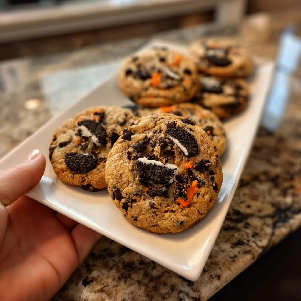 Delicious Halloween cookies with Oreo and chocolate chips