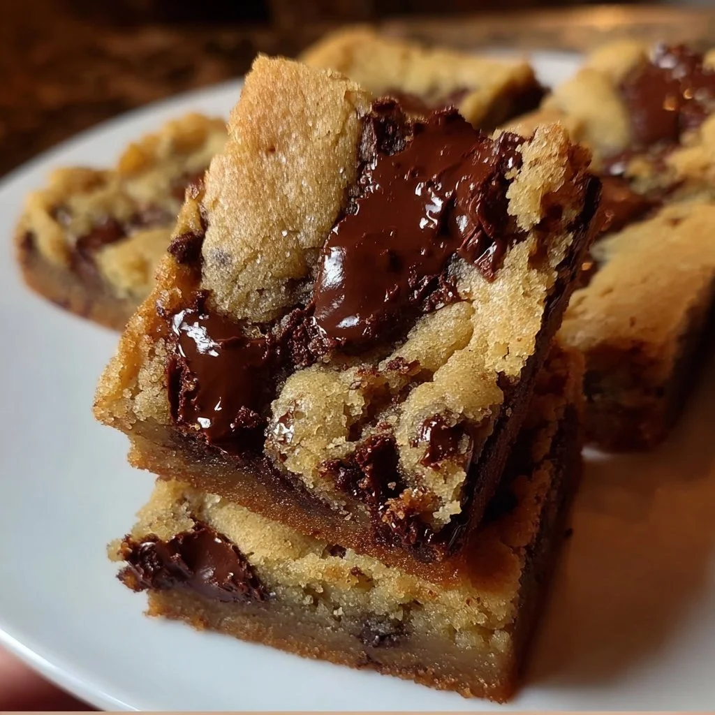 Delicious small batch chocolate chip cookie bars fresh out of the oven