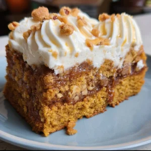 Easiest pumpkin crunch cake recipe with spiced layers and crunchy topping