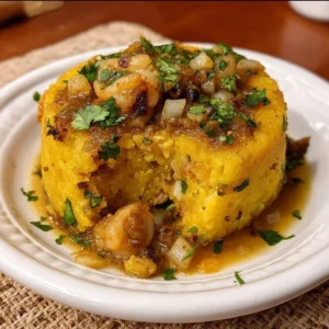 Traditional Puerto Rican Mofongo served with garlic sauce on a plate