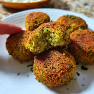 Crispy vegan air fryer falafel served with dipping sauce and vegetables.