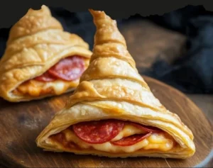 Witch Hat Crescent Rolls made with crescent rolls for Halloween