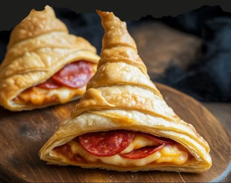 Witch Hat Crescent Rolls made with crescent rolls for Halloween
