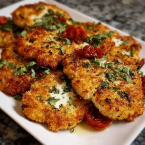 Crispy Parmesan-Basil Chicken Cutlets served on a plate