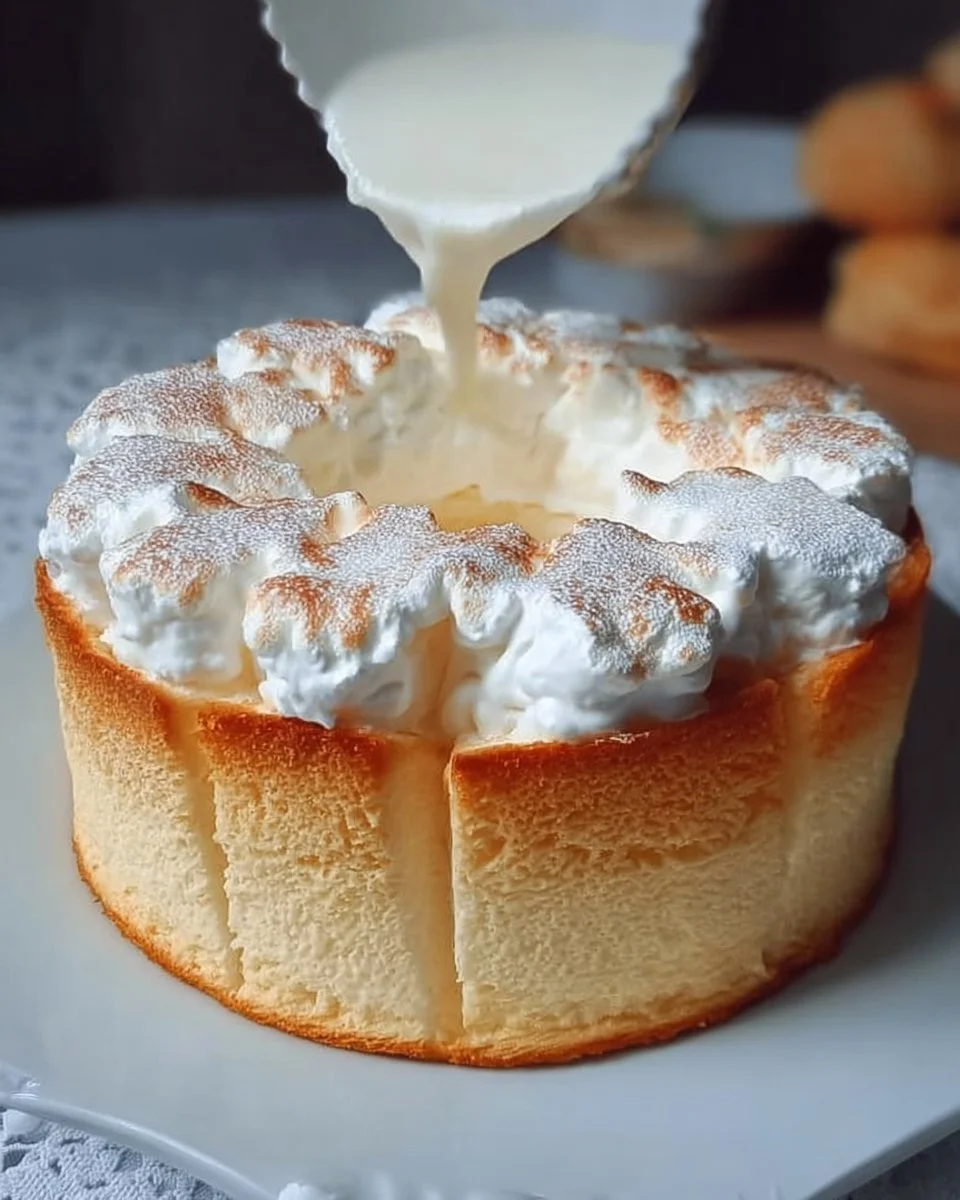 A beautifully decorated Cloud Cake with fluffy cream and fruit toppings