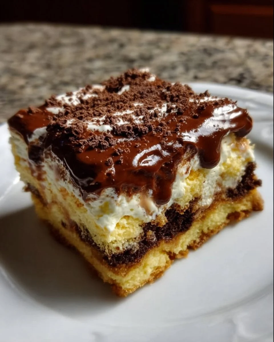 Delicious cookie lasagna dessert with layers of cookies and cream