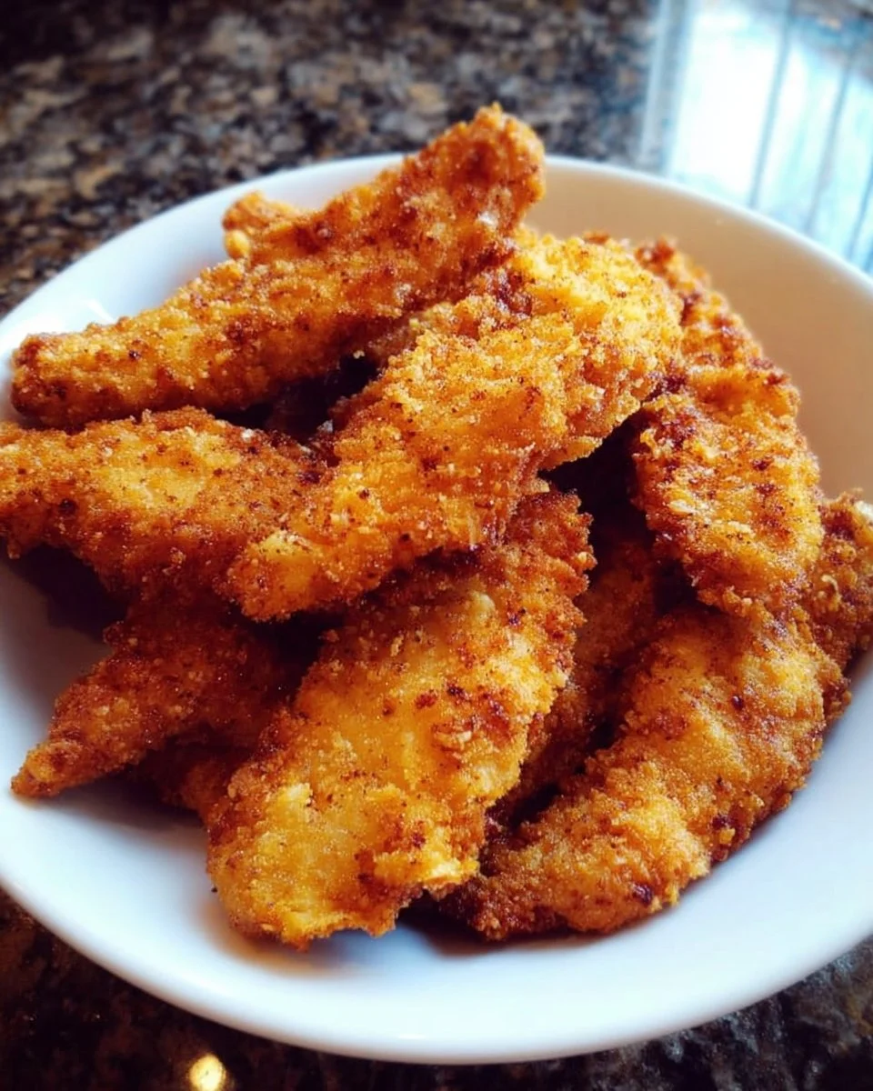 Crispy gluten-free chicken tenders served with dipping sauce.