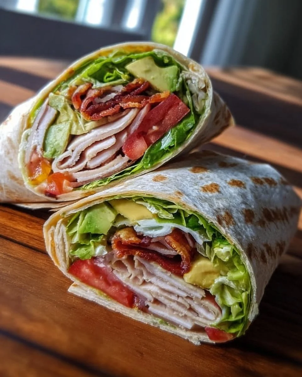 Irresistible Turkey Avocado Club Wraps served on a plate