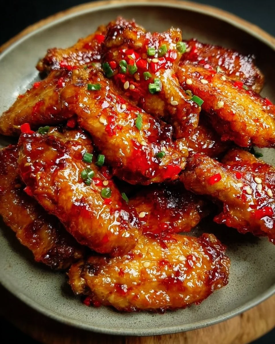 Delicious sweet chili wings served with dipping sauce
