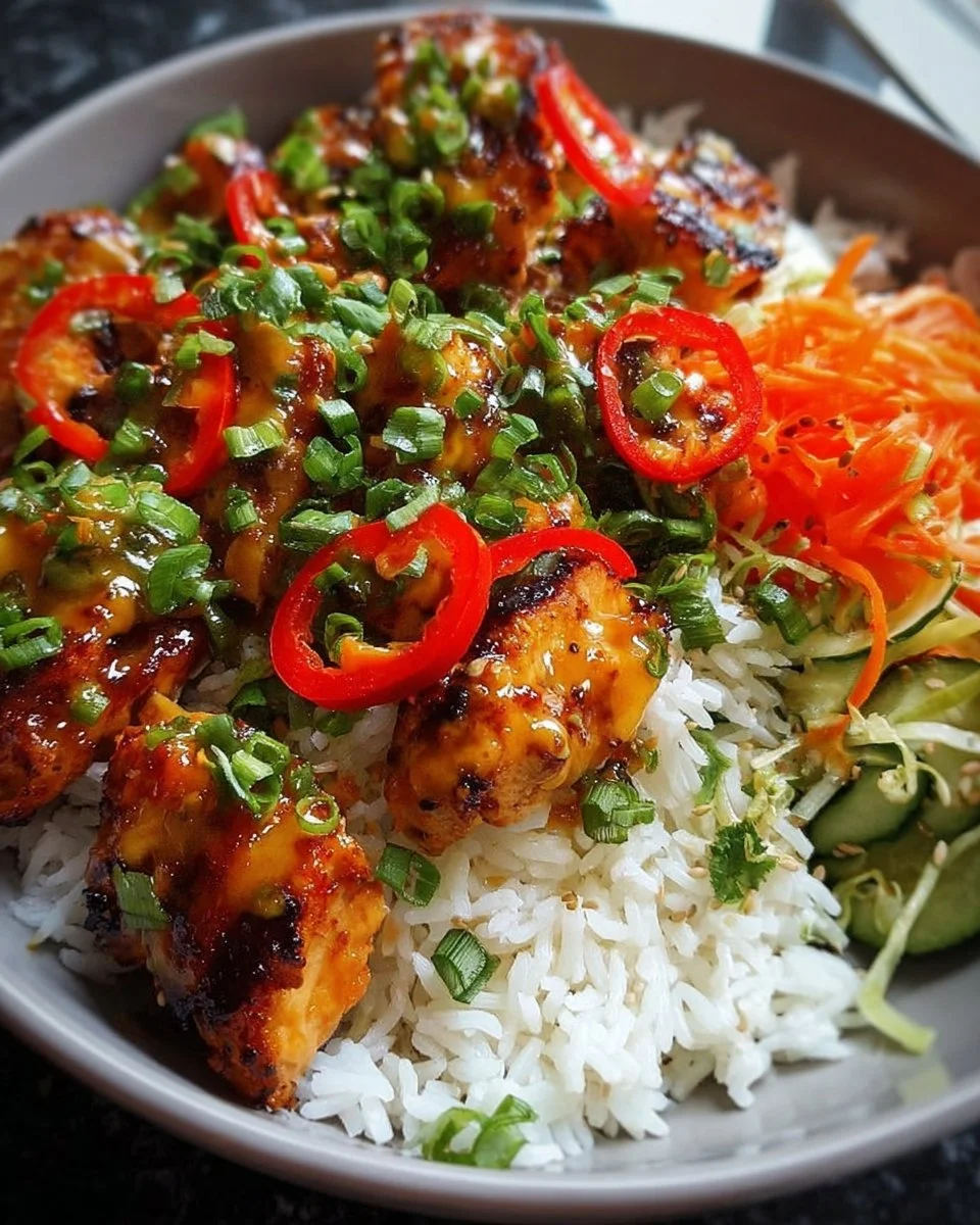 Delicious Spicy Maple Chicken served with fragrant Coconut Rice
