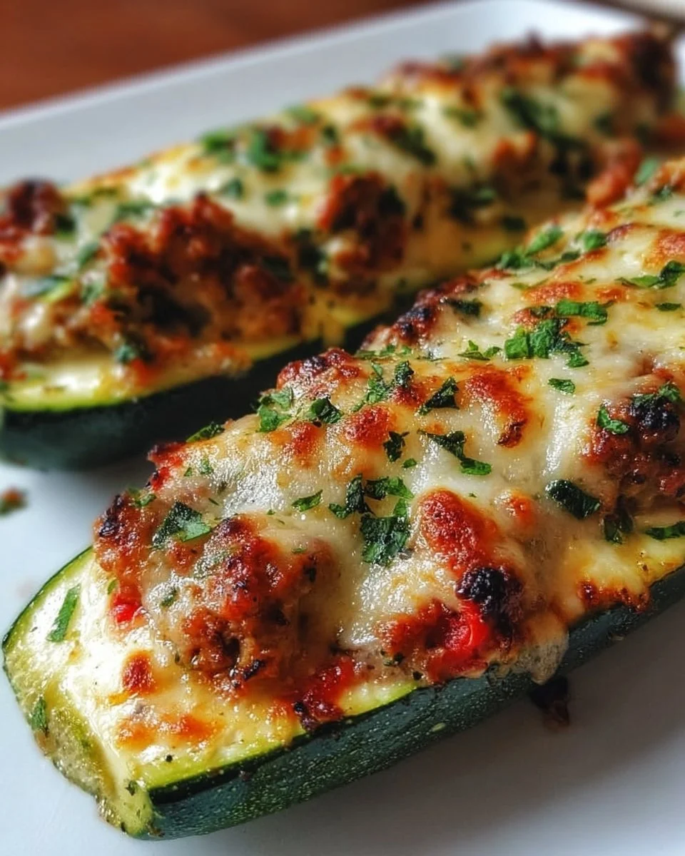 Delicious stuffed zucchini boats filled with savory ingredients