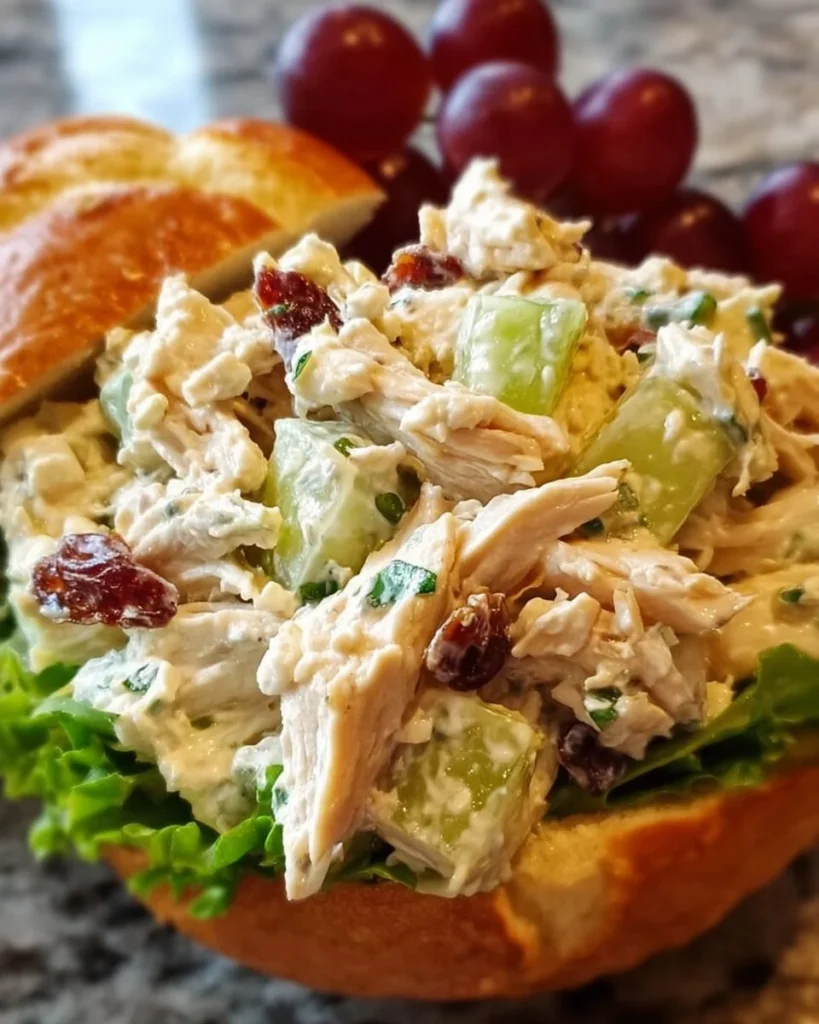 Delicious bowl of best-ever chicken salad with fresh ingredients