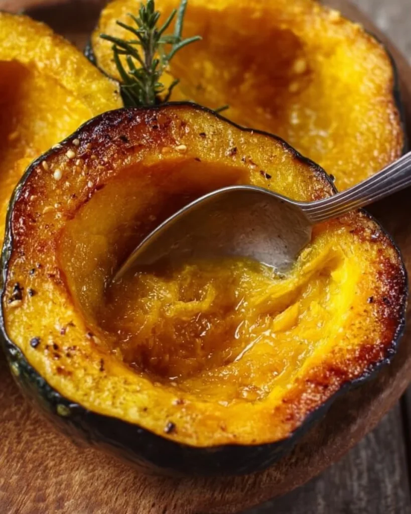 Delicious oven roasted acorn squash served on a plate