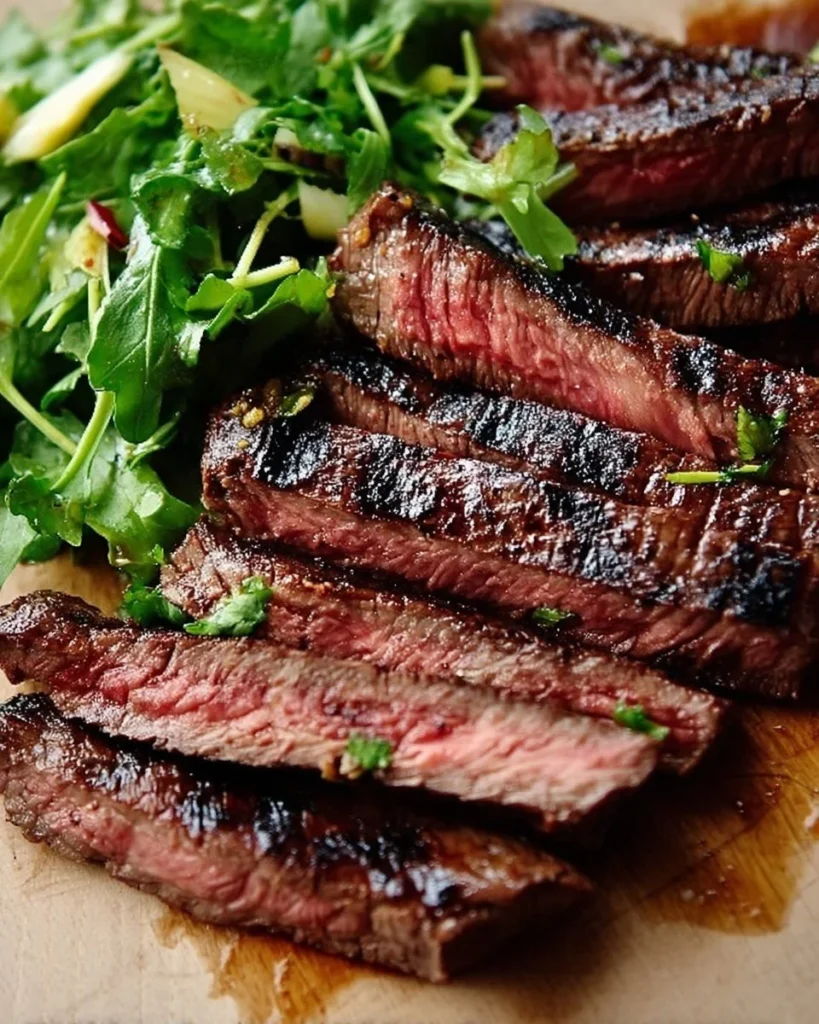 Delicious skirt steak cooked to perfection served on a plate