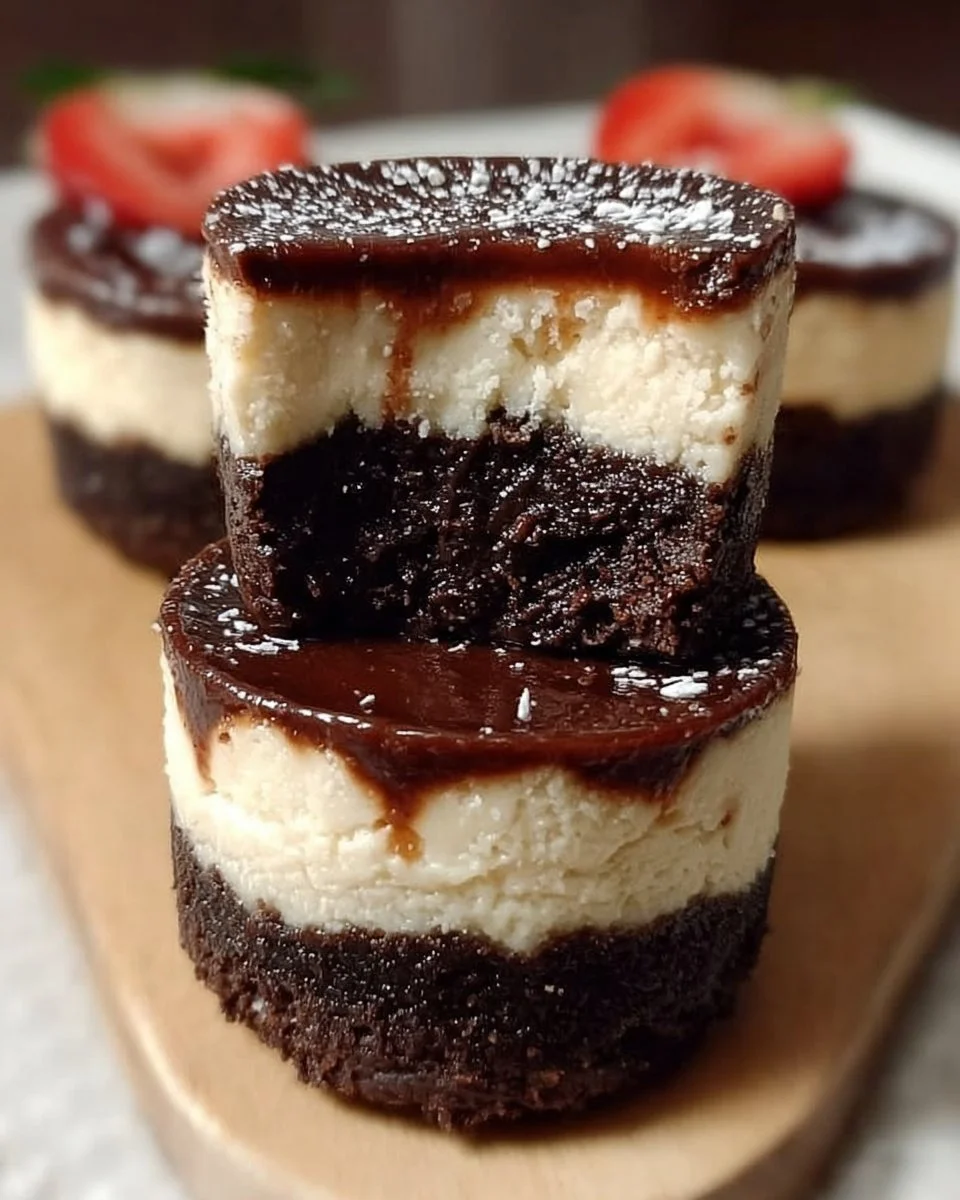 Brownie-Bottom Mini Cheesecakes with rich chocolate and creamy filling