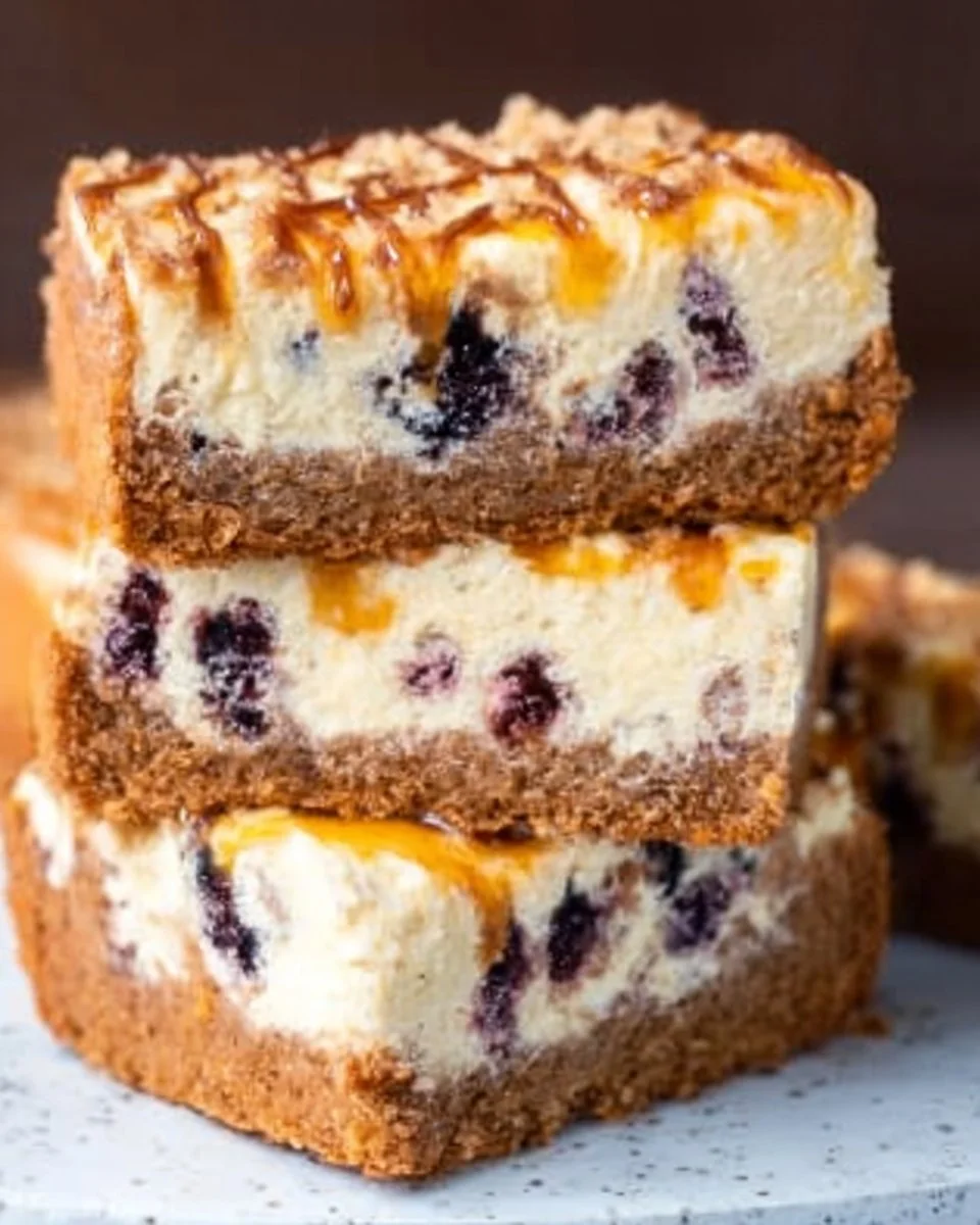 Delicious Butterfinger cheesecake bars topped with chocolate and crushed candy