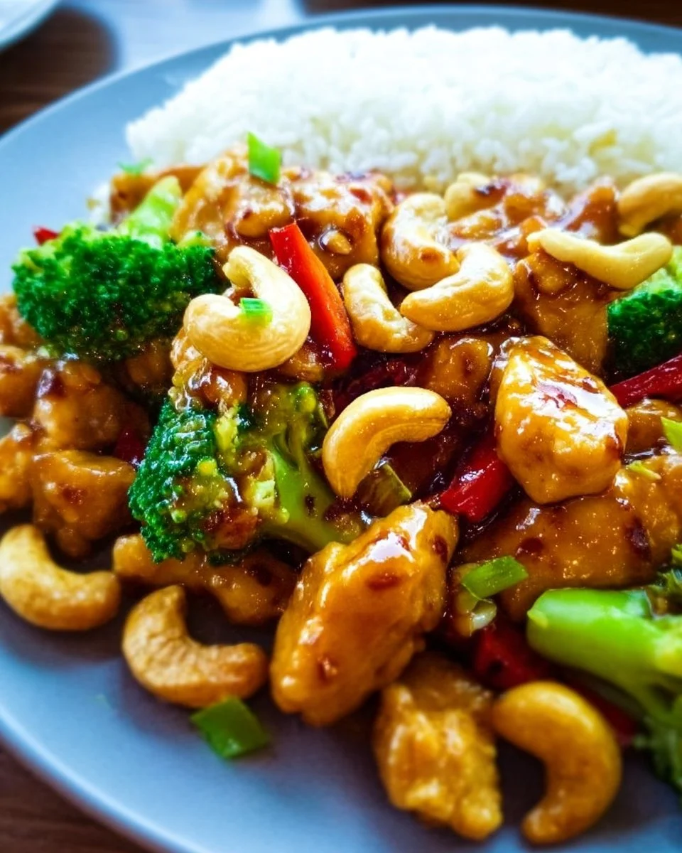 Delicious cashew chicken stir-fry with tender chicken and cashews