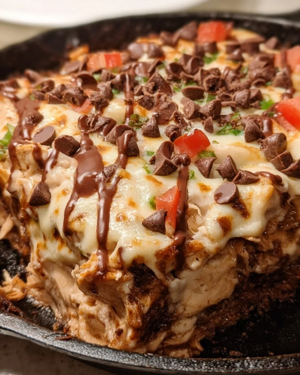 Delicious Chicken Cheesesteak Skillet served in a pan with colorful vegetables
