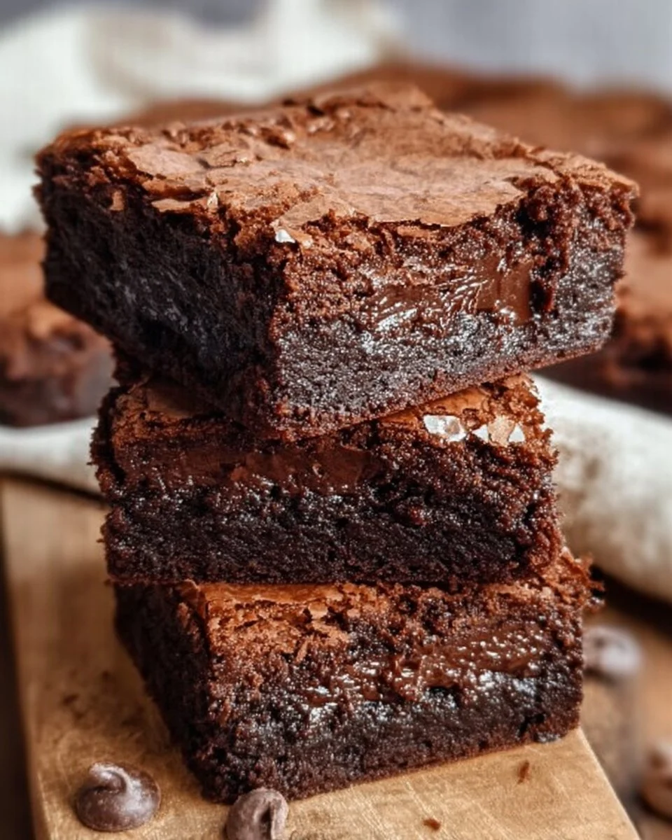 Delicious homemade chocolate brownies on a plate with a sprinkle of chocolate chips.