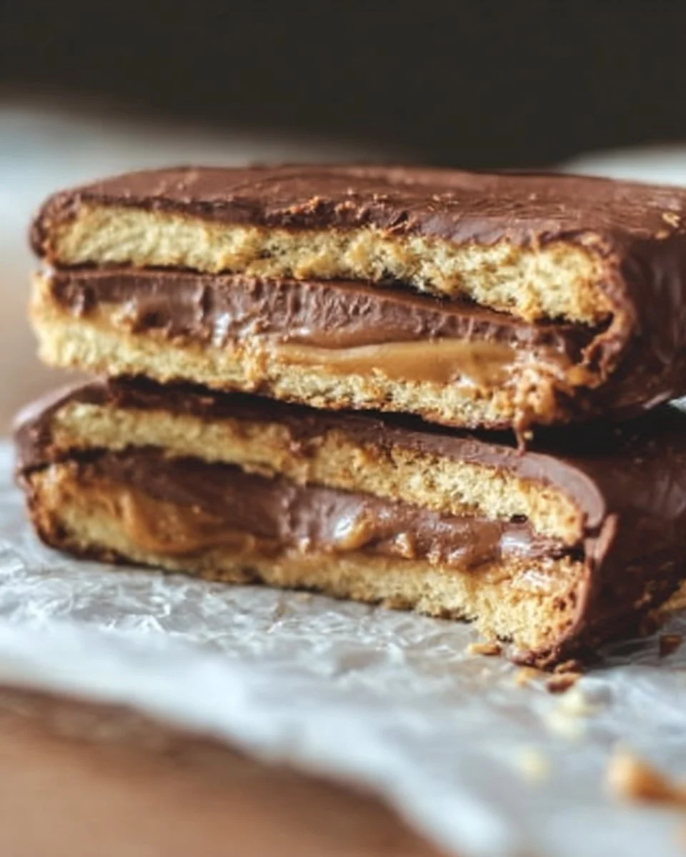 Chocolate peanut butter sandwiches on a plate with a drizzle of chocolate