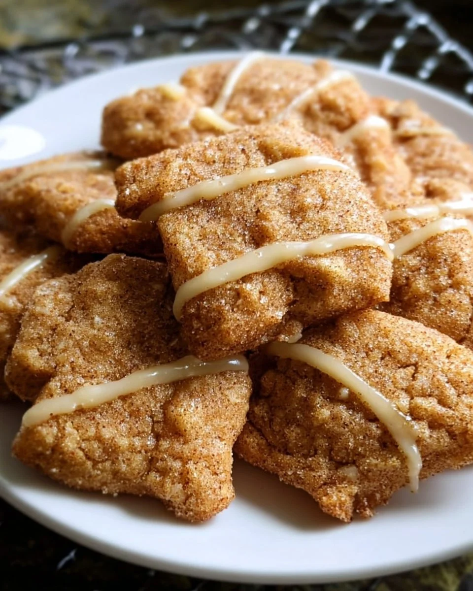 Freshly baked Cinnamon Toast Crunch Cookies on a cooling rack
