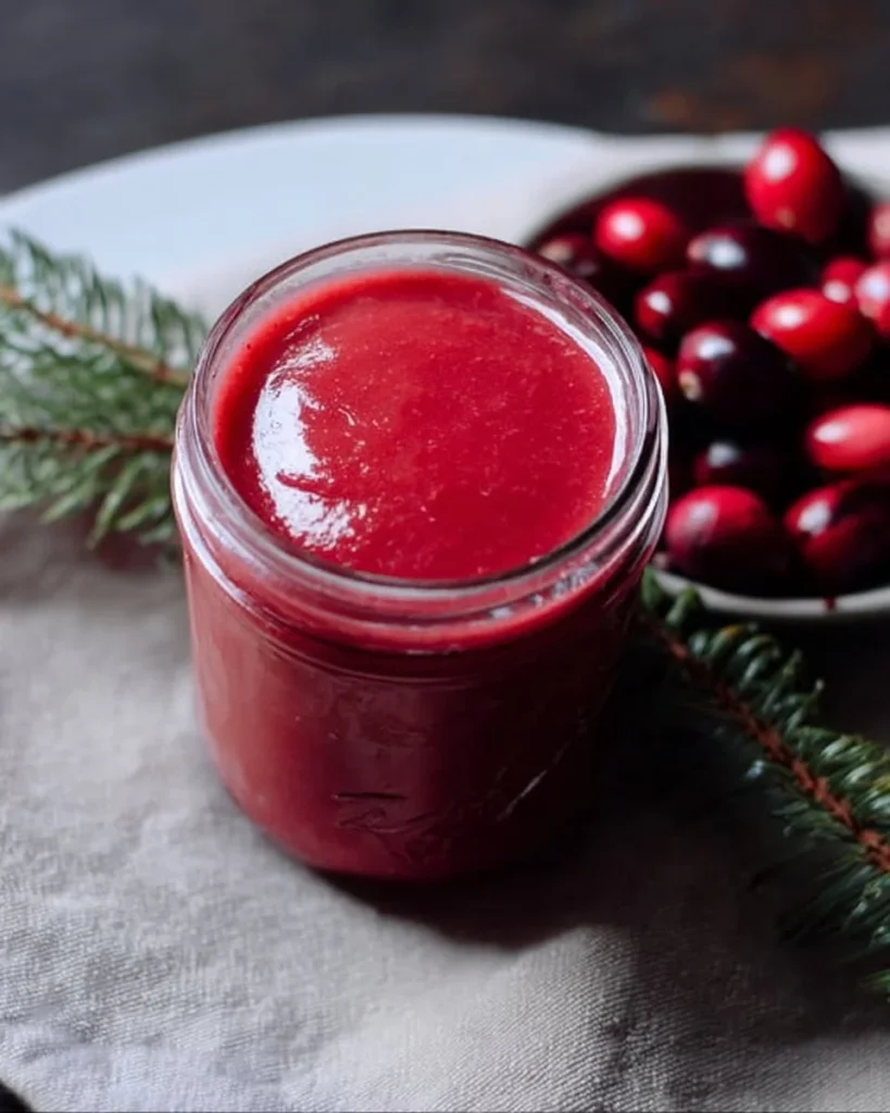Delicious cranberry curd in a jar, perfect for desserts and spreads.