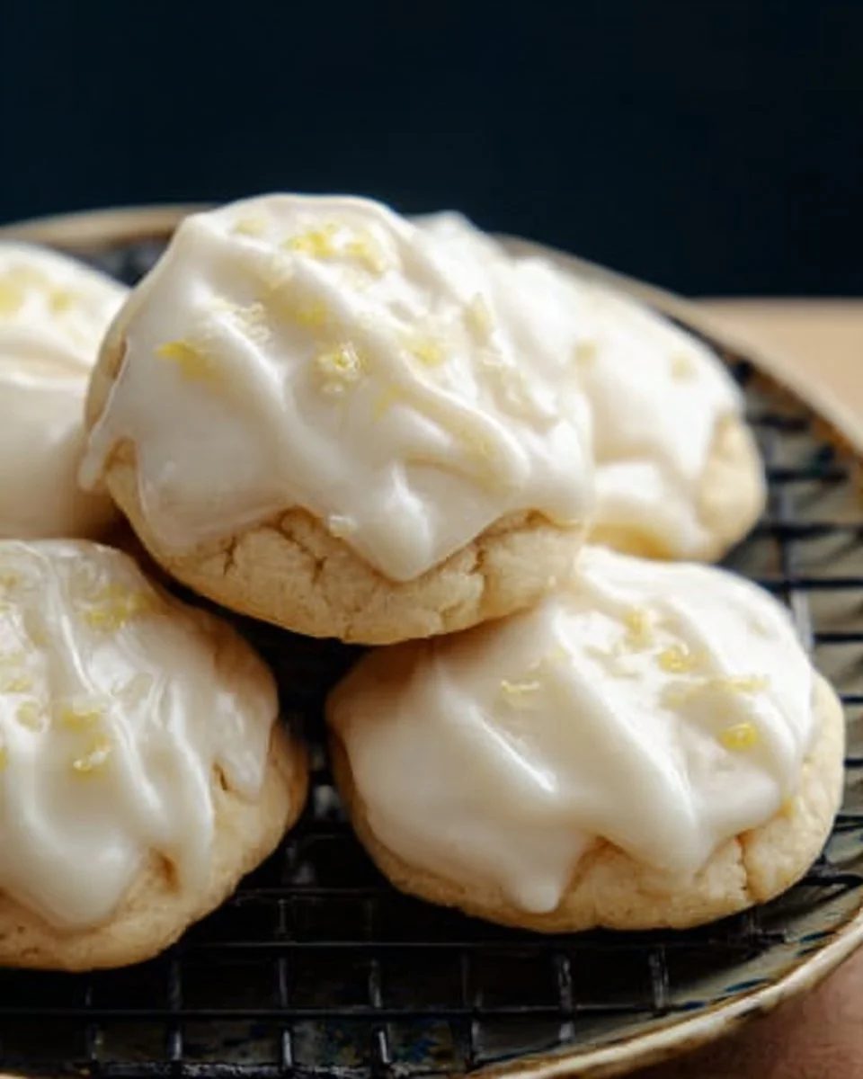 Delicious cream cheese lemon cookies on a plate, perfect for dessert.