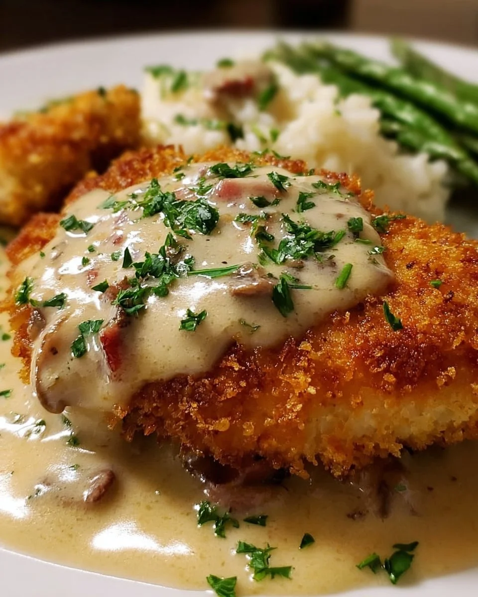 Delicious creamy Chicken Cordon Bleu-style dish served on a plate